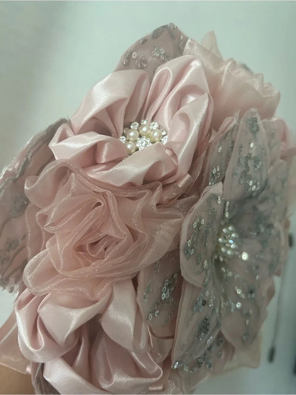 Elegant Blush Pink Sequined Floral Bouquet